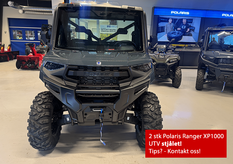 Stjålet Polaris UTV fra NTS Norsk Tilhengersenter as
